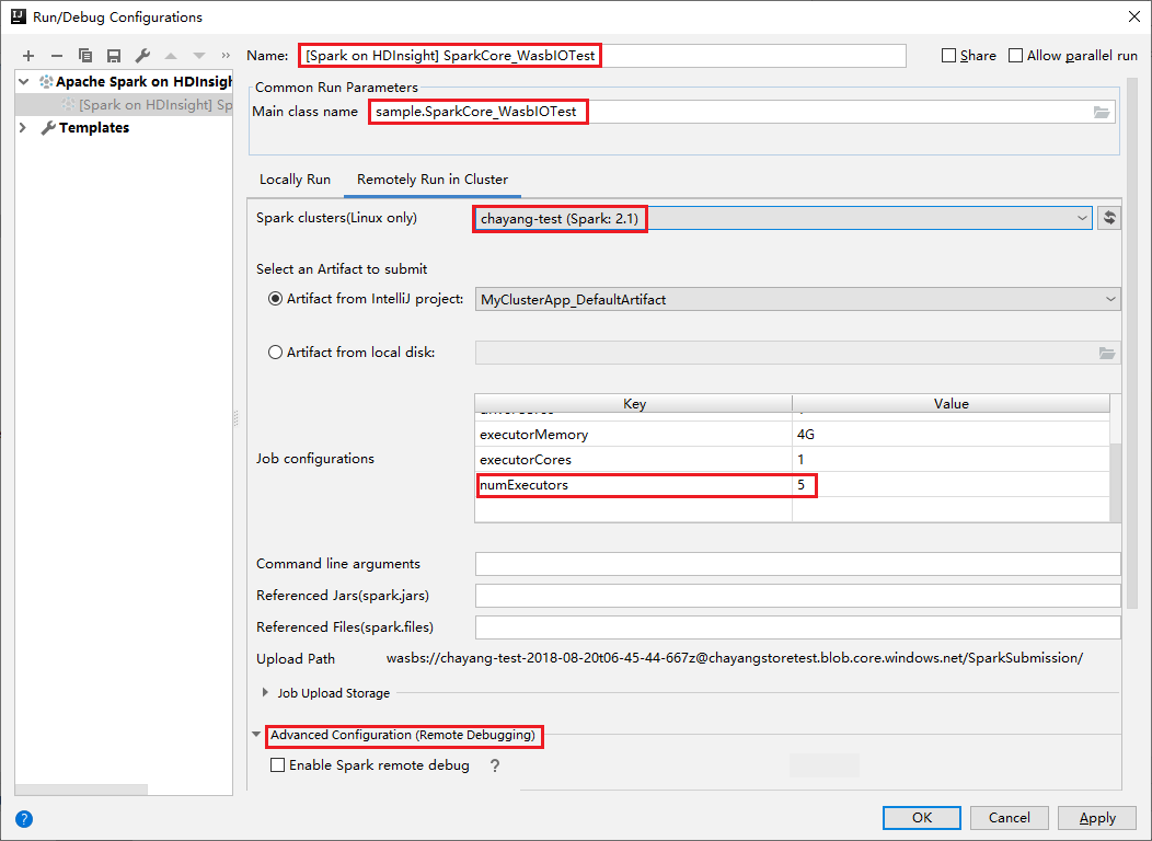 Configuraciones de ejecución y depuración de IntelliJ.