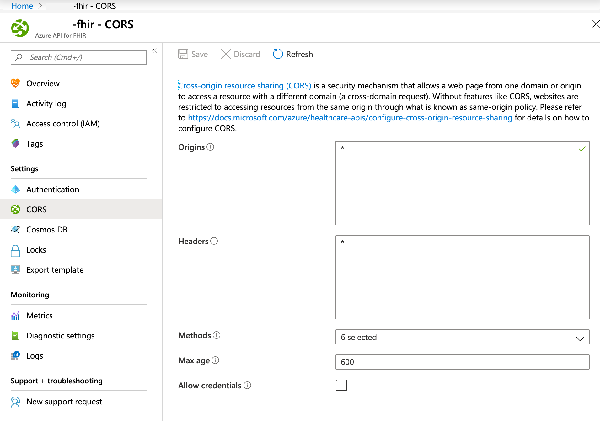 Configuración del uso compartido de recursos entre orígenes (CORS)