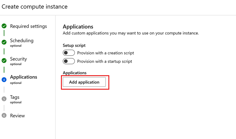 Captura de pantalla que muestra la configuración del servicio personalizado.