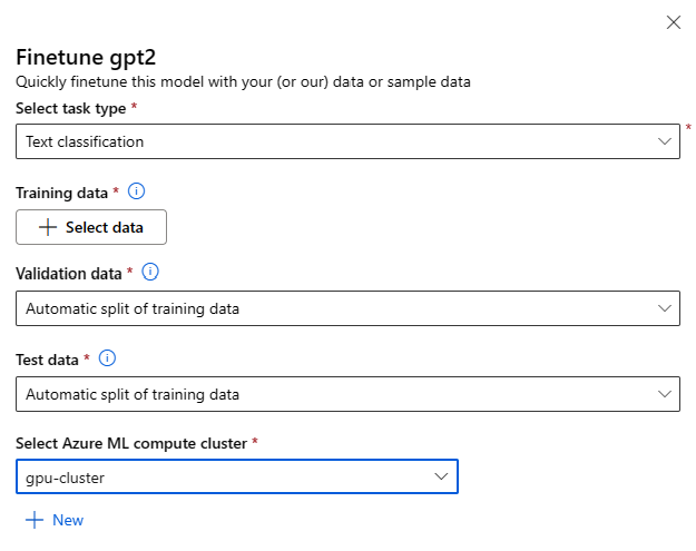 Captura de pantalla que muestra las opciones de configuración de ajuste en el formulario de configuración de los modelos de base.