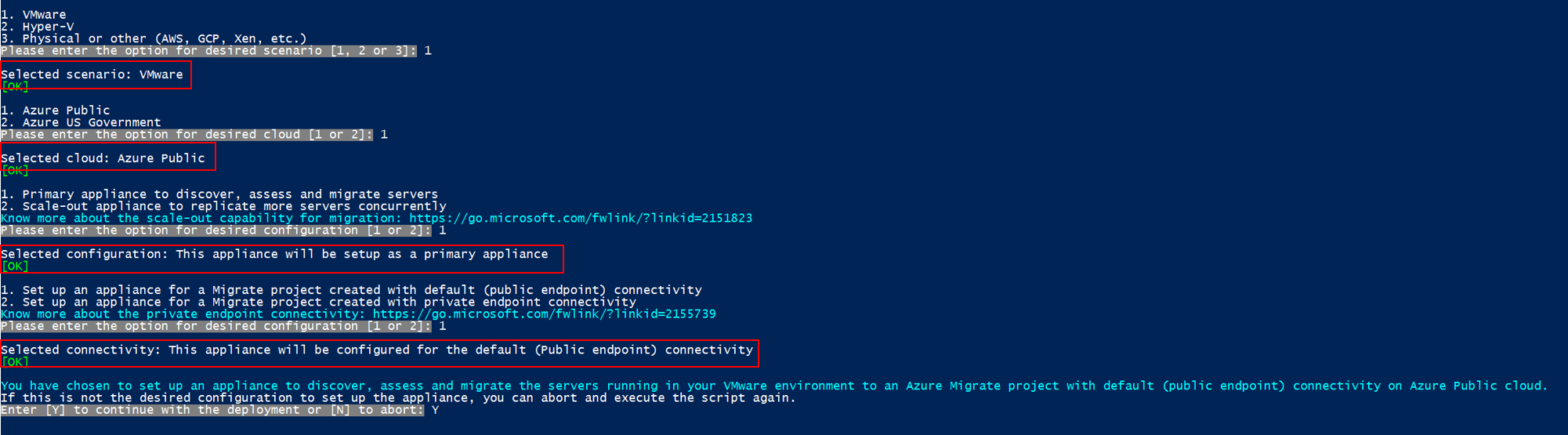 Captura de pantalla que muestra cómo configurar un dispositivo para VMware con la configuración deseada.