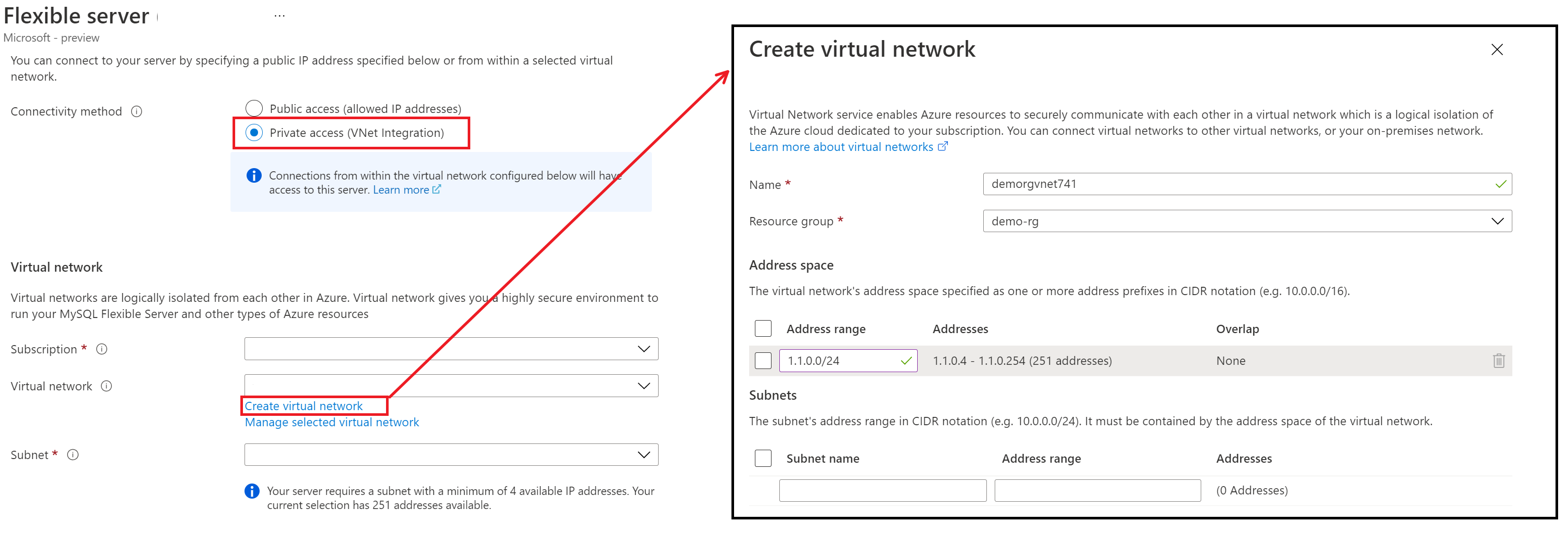 Integración con red virtual