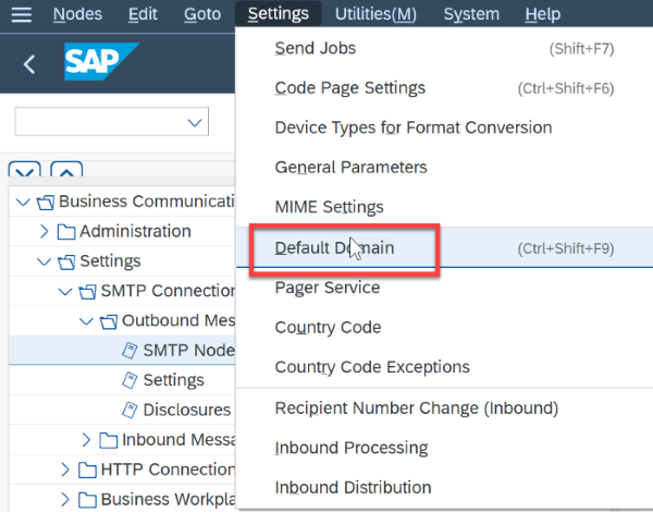 Dominio predeterminado de SMTP