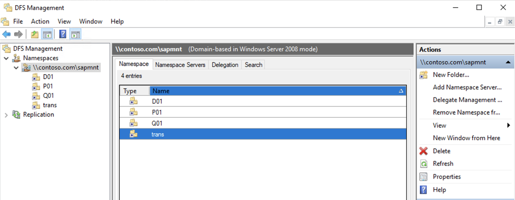 Configuración completa de DFS con carpetas de SAP