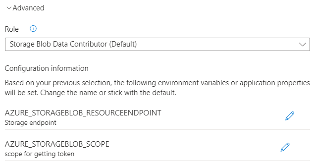 Captura de pantalla de Azure Portal en la que se muestra la configuración de autenticación avanzada para una identidad administrada asignada por el sistema.