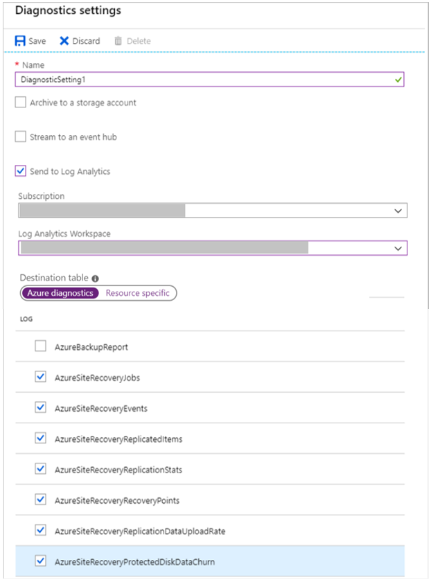 Captura de pantalla de Configuración de diagnóstico.