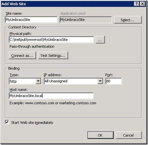 Captura de pantalla que muestra la configuración del enlace de TLS/SSL