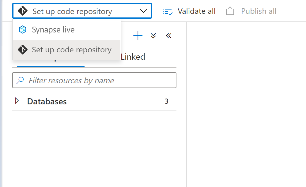 Configuración de los parámetros del repositorio de código desde la creación