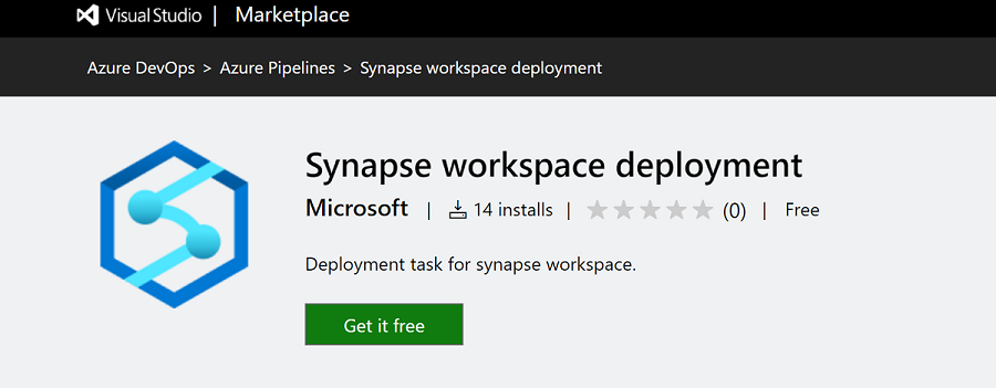 Captura de pantalla que muestra la extensión Implementación de área de trabajo de Synapse como aparece en Visual Studio Marketplace.