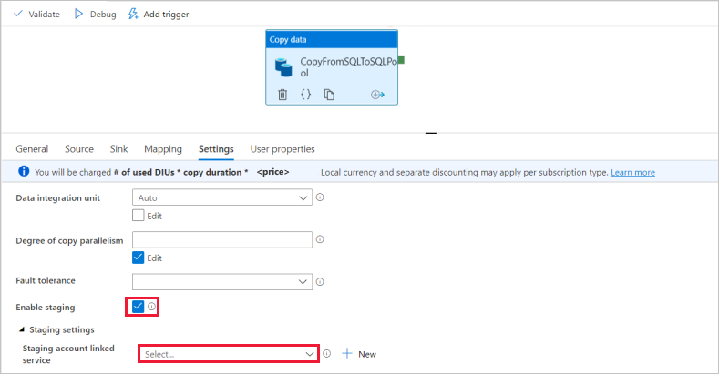 Enable staging (Permitir almacenamiento provisional)