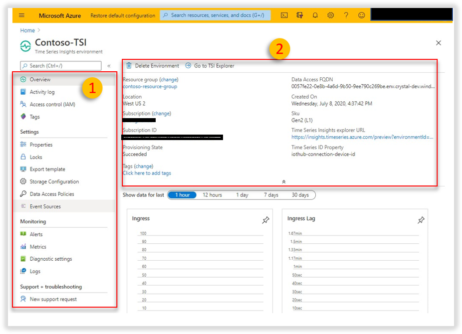 Entorno de Azure Time Series Insights Gen2 en Azure Portal