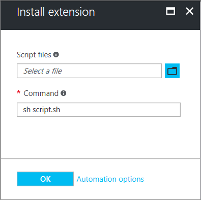 Captura de pantalla del cuadro de diálogo para instalar la extensión de script personalizado de Linux.