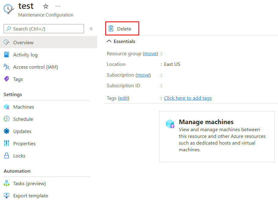 Captura de pantalla que muestra el botón para eliminar una configuración.