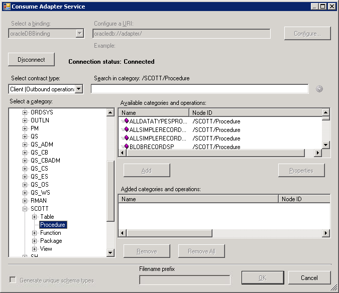 Examinar procedimientos en una base de datos de Oracle