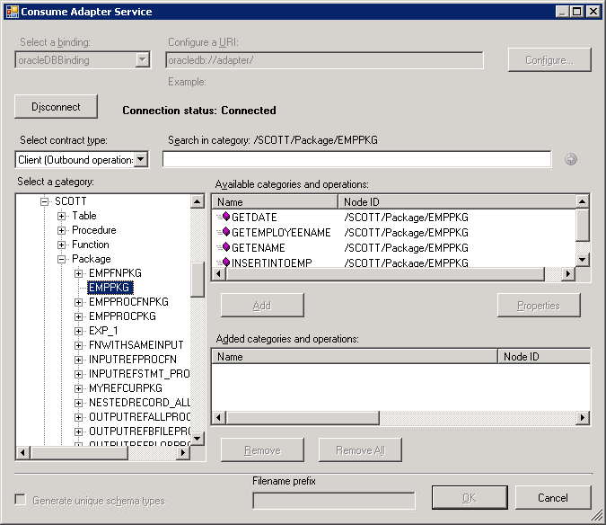 Examinar paquetes en una base de datos de Oracle