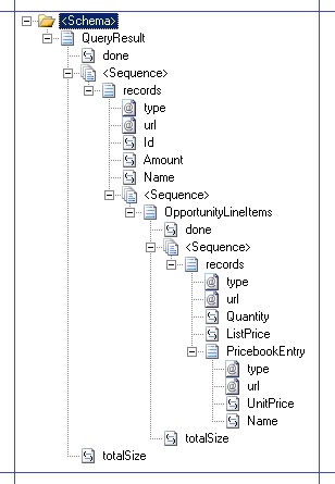 Esquema para la respuesta de consulta de Salesforce