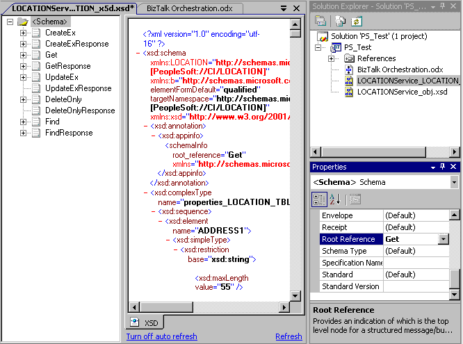 Imagen que muestra dónde hacer clic con el botón derecho en LOCATIONService_LOCATION_x5d.xsd.