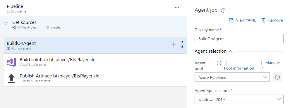 Seleccione Azure Pipelines para el grupo de agentes en Azure DevOps y BizTalk Server.