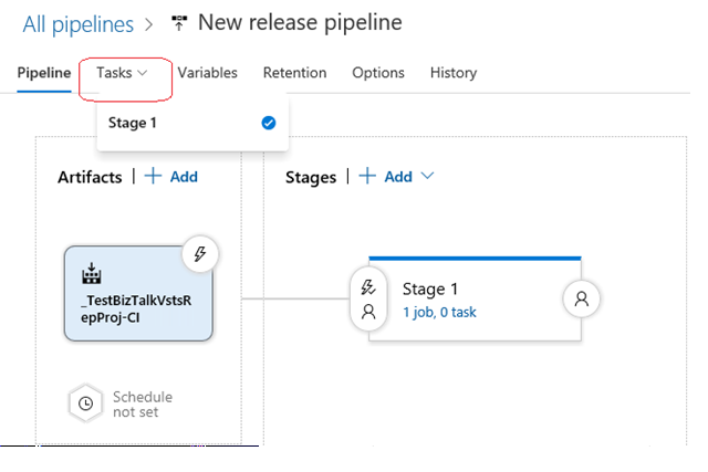 Agregue una tarea a la versión de canalización de Azure DevOps en el proyecto de BizTalk Server de Visual Studio.