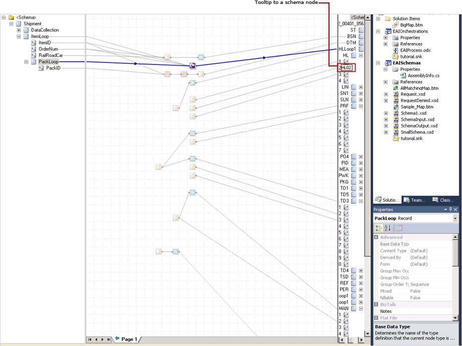 Información sobre herramientas en un nodo de esquema