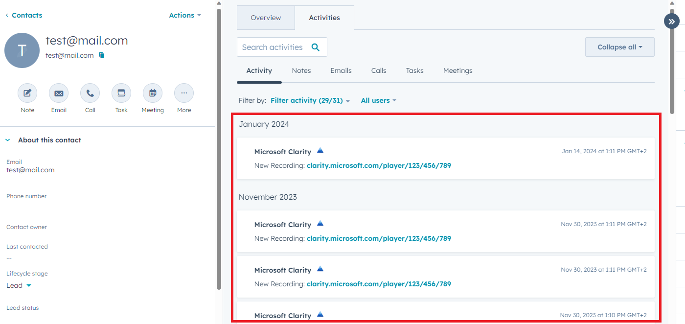 View session recordings in Hubspot.