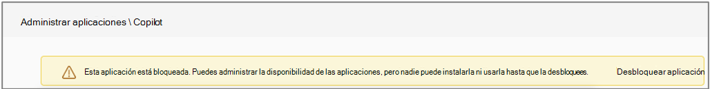 La aplicación De Copilot Teams bloqueada por la directiva.