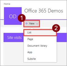 Crear una lista de SharePoint nueva