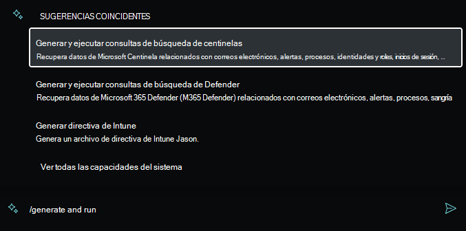 Captura de pantalla que muestra la solicitud sugerida para Microsoft Sentinel consultas de búsqueda.