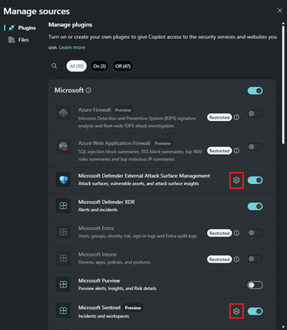 Captura de pantalla que muestra personalizar la configuración del complemento.