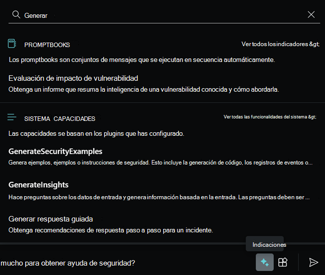 Captura de pantalla que muestra la lista filtrada de funcionalidades del sistema para el complemento Microsoft Defender XDR.