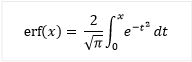 La función de error de x equivale a dos sobre la raíz cuadrada de pi veces la integral de cero a x de e al menos t cuadrado d t. 