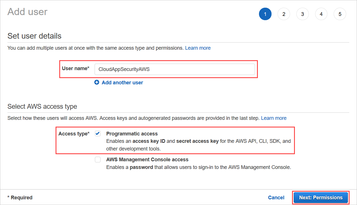 Creación de un usuario en AWS.