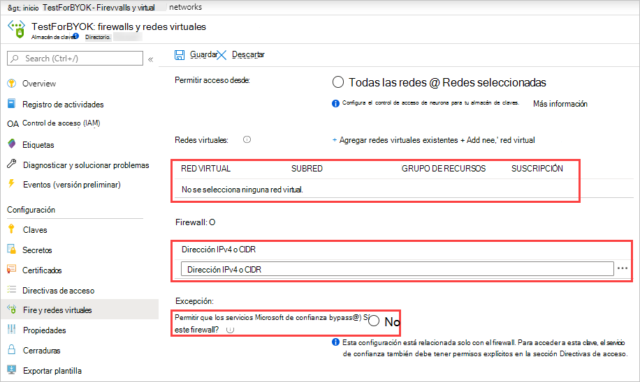 Captura de pantalla que muestra la configuración del firewall.