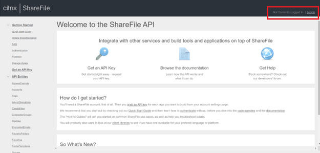 conectar el inicio de sesión de Citrix ShareFile.