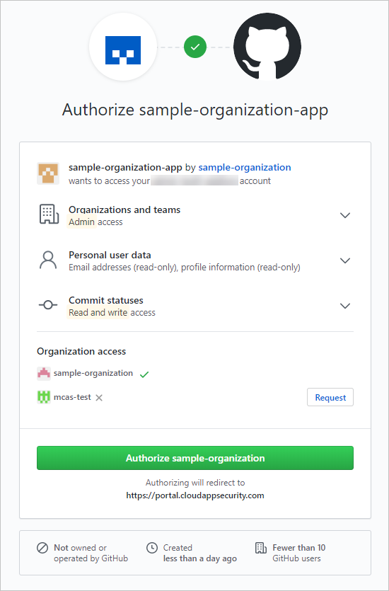 Captura de pantalla que muestra la autorización de oauth de GitHub.