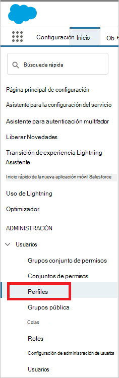 Salesforce administra perfiles de usuarios.