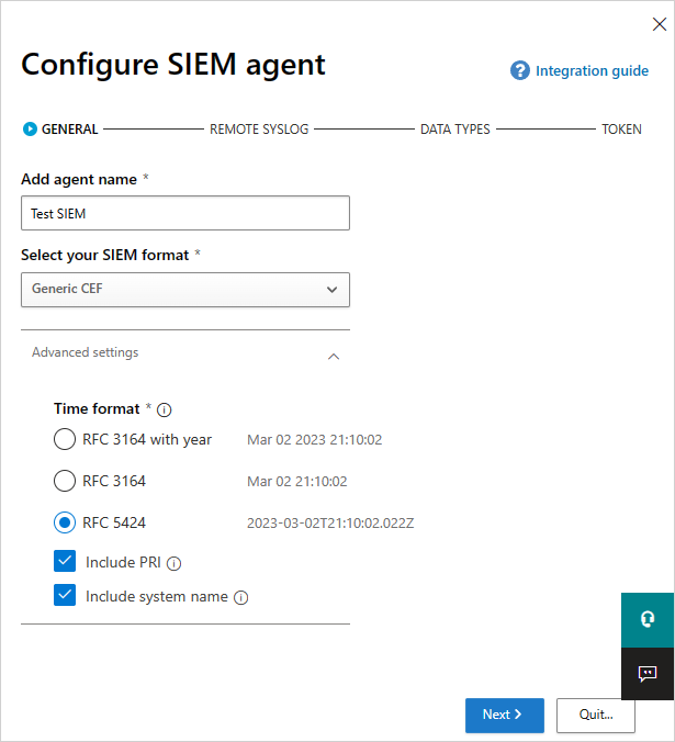 Configuración general de SIEM.