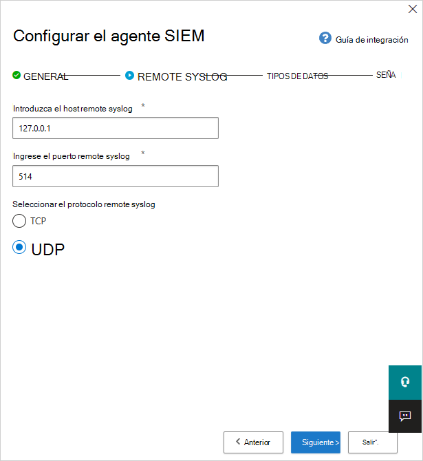 Configuración remota de Syslog.