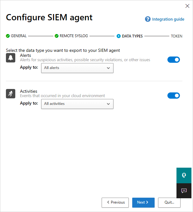 Configuración de tipos de datos.