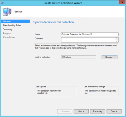 Captura de pantalla del asistente de Microsoft Configuration Manager 3.