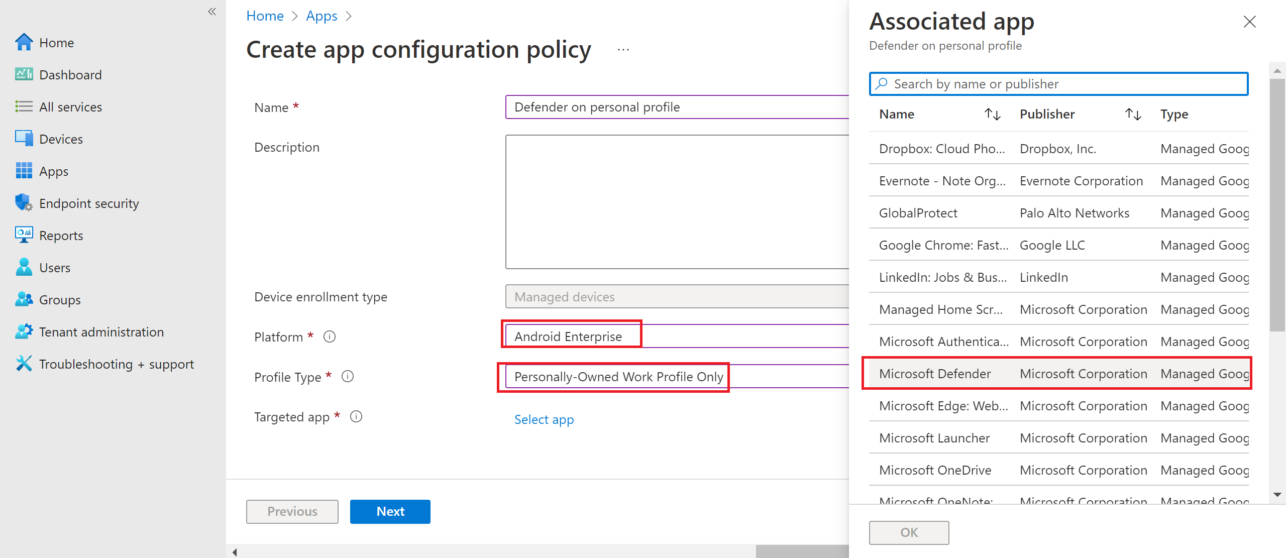 Imagen de la directiva de configuración de nomenclatura.