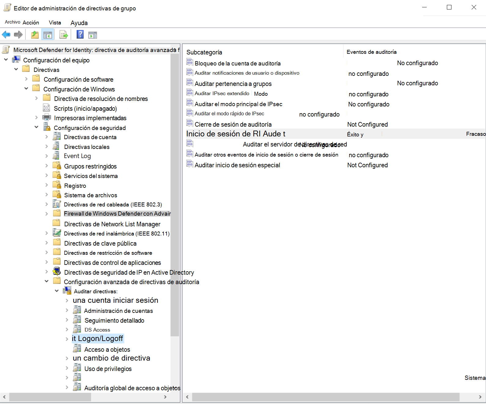 Screenshot of the Group Policy Management Editor.