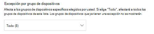 Mostrar la lista desplegable del grupo de dispositivos.