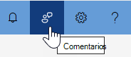 Captura de pantalla del menú del portal, que resalta el icono de comentarios