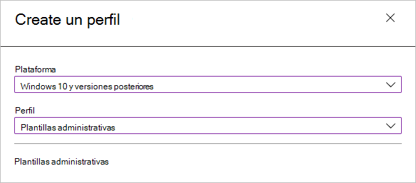 Seleccionar plataforma y tipo de perfil