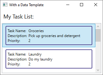 Cuadro de lista que usa una plantilla de datos