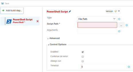 Especificar el script de PowerShell que va a ejecutar