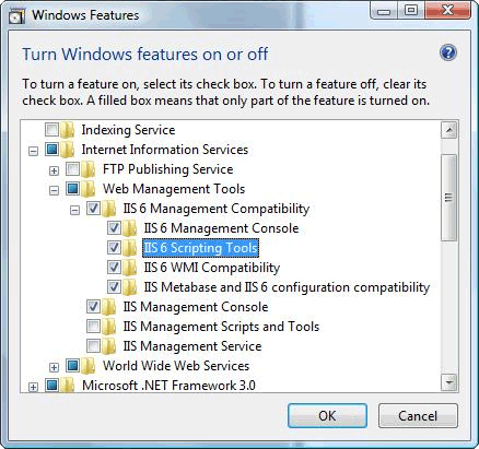 IIS 6.0 Management Compatibility Settings