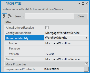 Captura de pantalla en la que se muestra DefinitionIdentity de WorkflowIdentity.