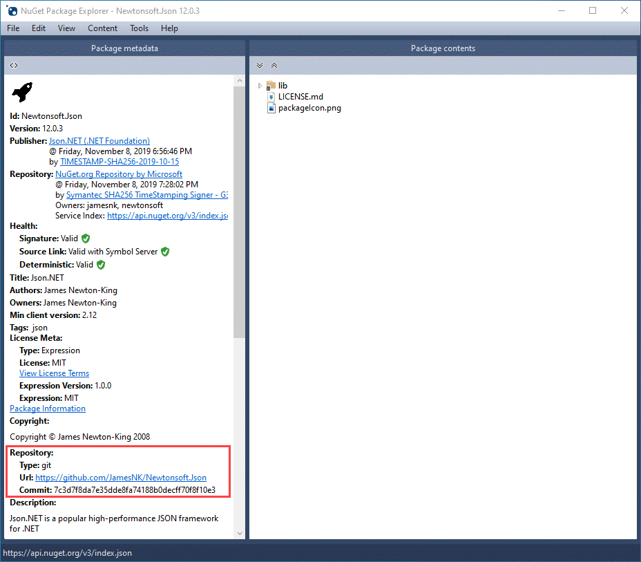 Source Link in NuGet Package Explorer